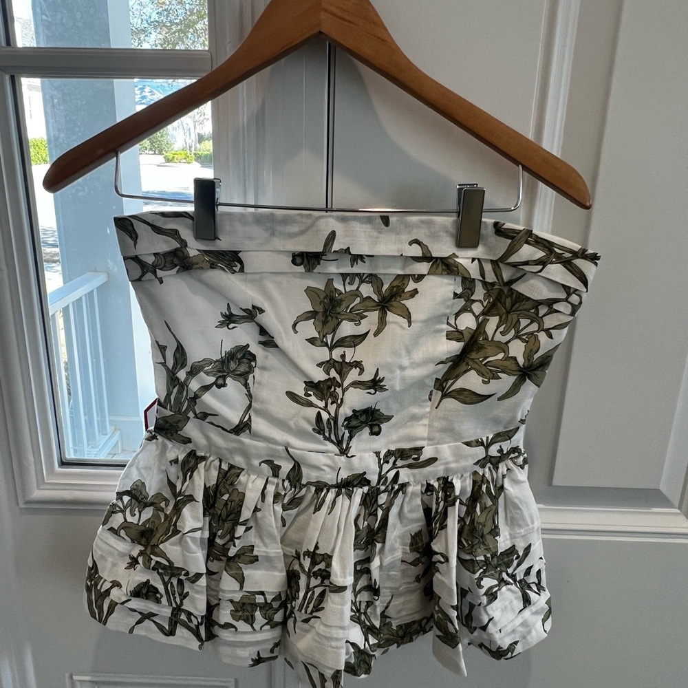 HUNTER BELL White and Green Floral Blouse